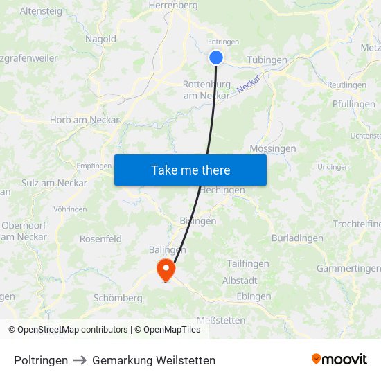 Poltringen to Gemarkung Weilstetten map