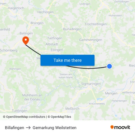 Billafingen to Gemarkung Weilstetten map
