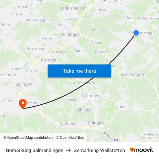 Gemarkung Salmendingen to Gemarkung Weilstetten map