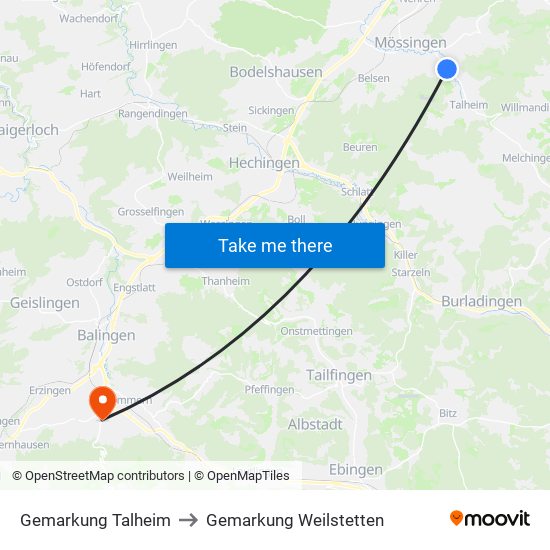 Gemarkung Talheim to Gemarkung Weilstetten map