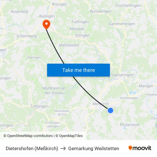 Dietershofen (Meßkirch) to Gemarkung Weilstetten map