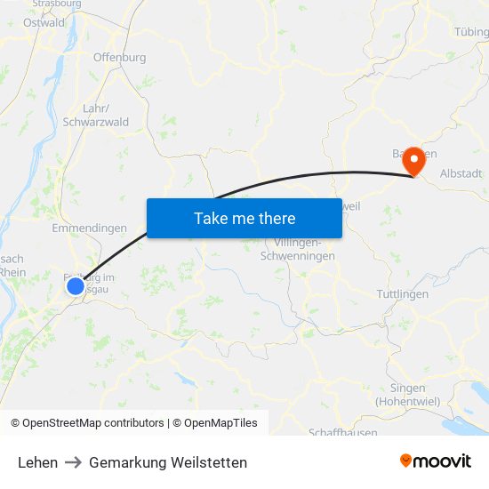 Lehen to Gemarkung Weilstetten map