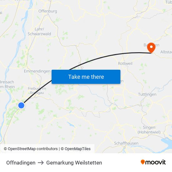 Offnadingen to Gemarkung Weilstetten map