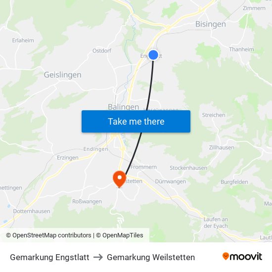 Gemarkung Engstlatt to Gemarkung Weilstetten map