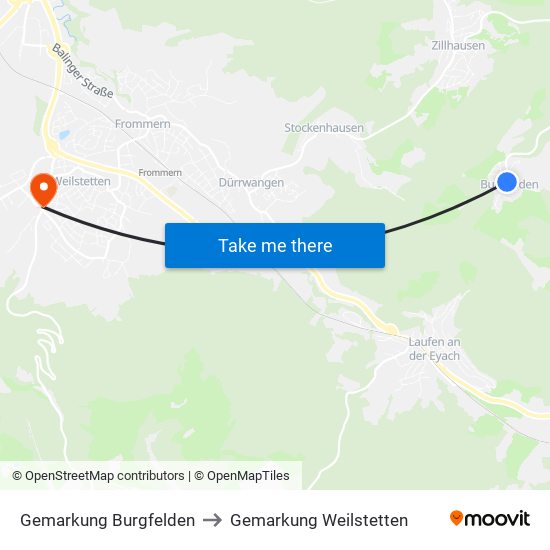 Gemarkung Burgfelden to Gemarkung Weilstetten map