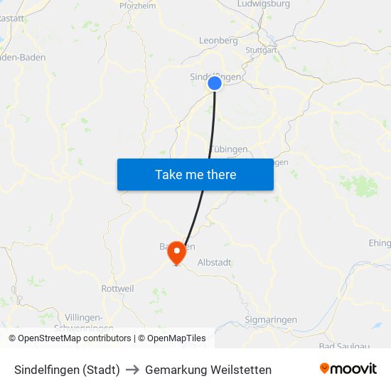 Sindelfingen (Stadt) to Gemarkung Weilstetten map