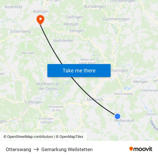 Otterswang to Gemarkung Weilstetten map