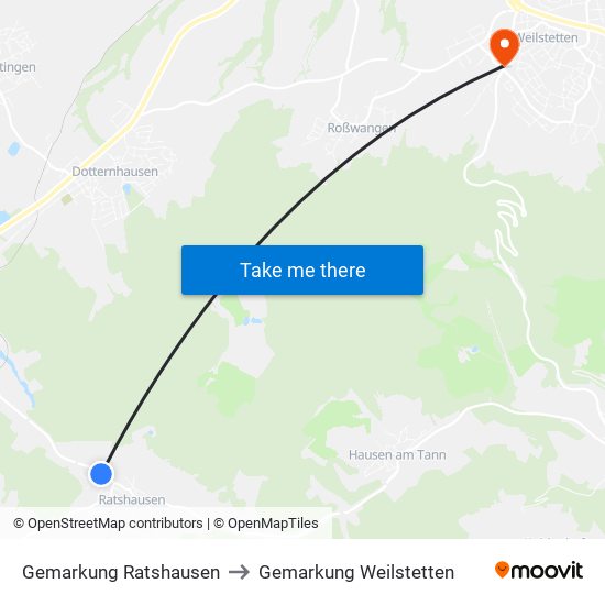 Gemarkung Ratshausen to Gemarkung Weilstetten map