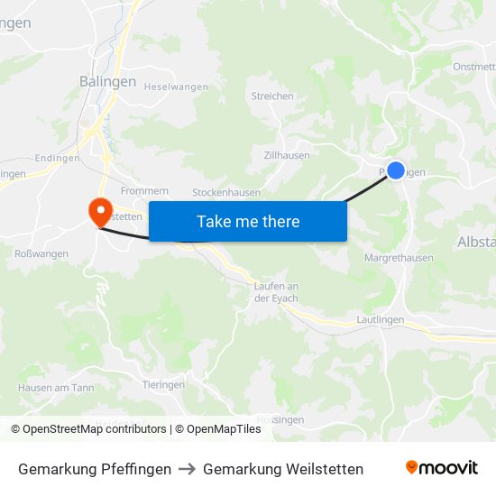 Gemarkung Pfeffingen to Gemarkung Weilstetten map