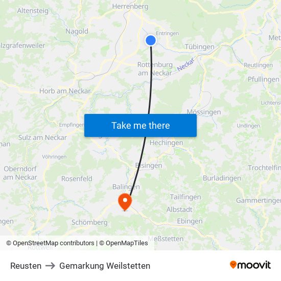 Reusten to Gemarkung Weilstetten map