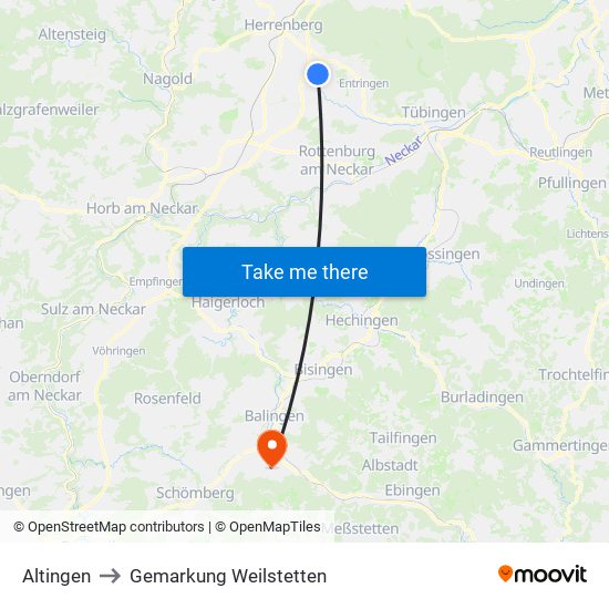 Altingen to Gemarkung Weilstetten map