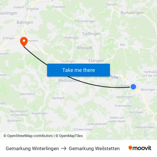 Gemarkung Winterlingen to Gemarkung Weilstetten map