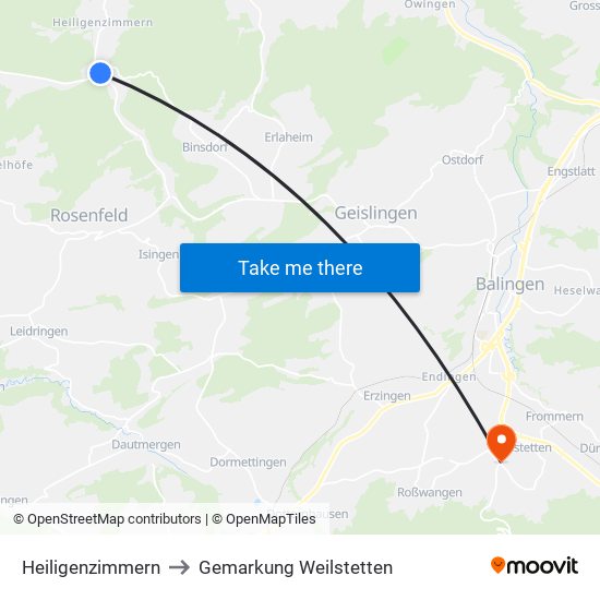 Heiligenzimmern to Gemarkung Weilstetten map