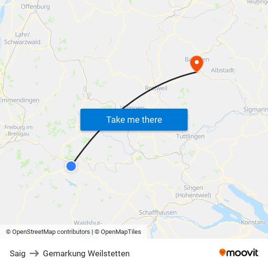 Saig to Gemarkung Weilstetten map