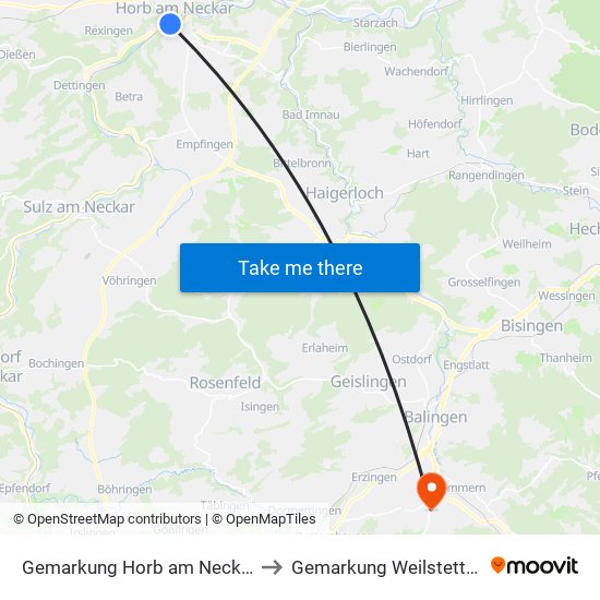 Gemarkung Horb am Neckar to Gemarkung Weilstetten map