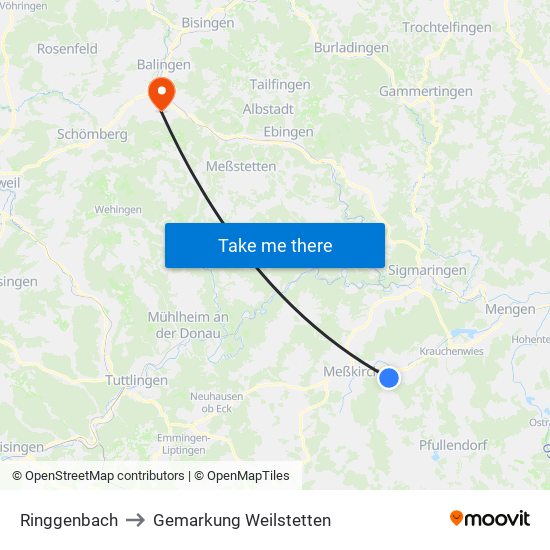 Ringgenbach to Gemarkung Weilstetten map