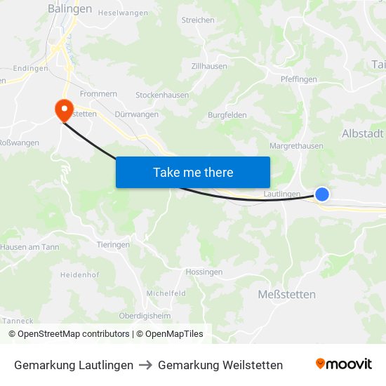 Gemarkung Lautlingen to Gemarkung Weilstetten map