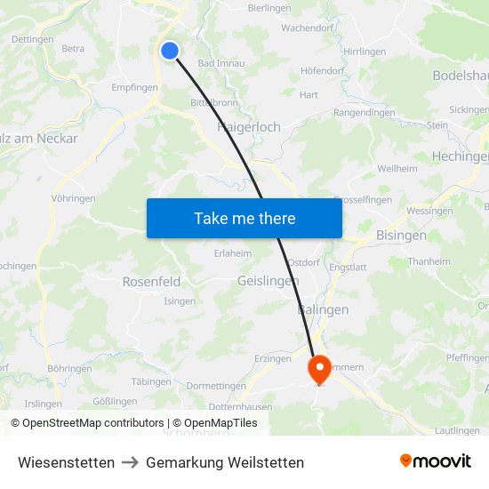 Wiesenstetten to Gemarkung Weilstetten map