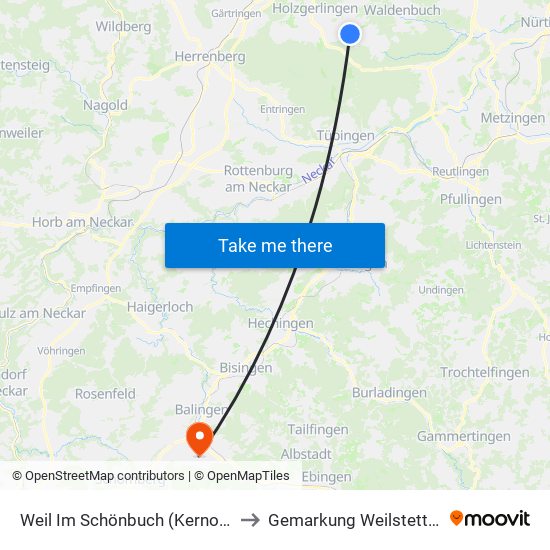 Weil Im Schönbuch (Kernort) to Gemarkung Weilstetten map