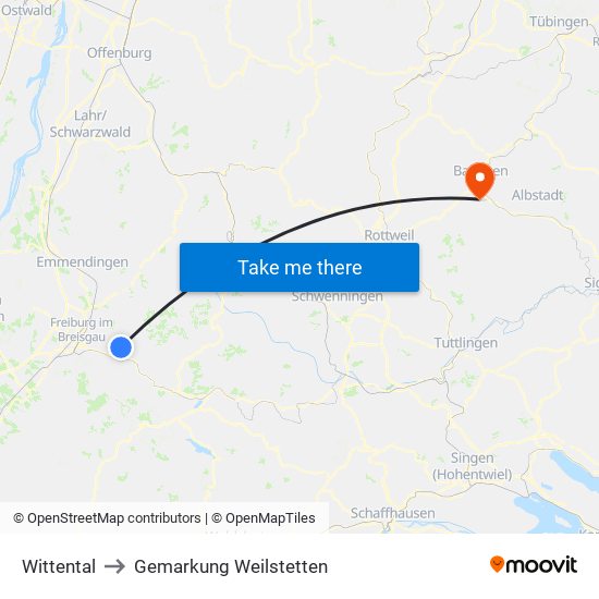 Wittental to Gemarkung Weilstetten map