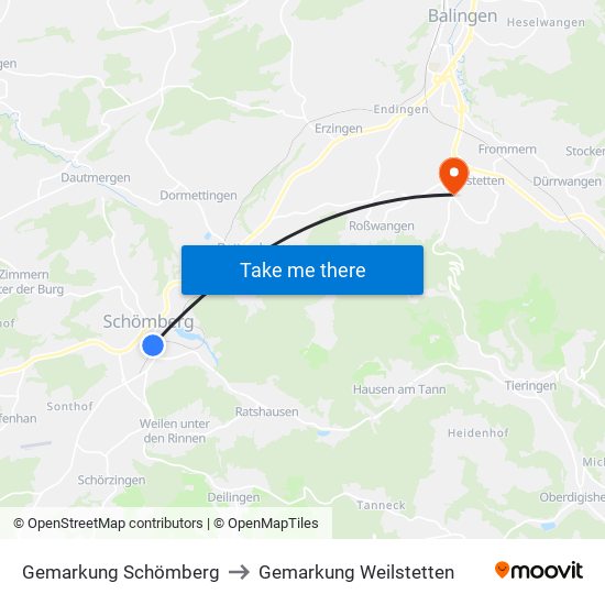 Gemarkung Schömberg to Gemarkung Weilstetten map