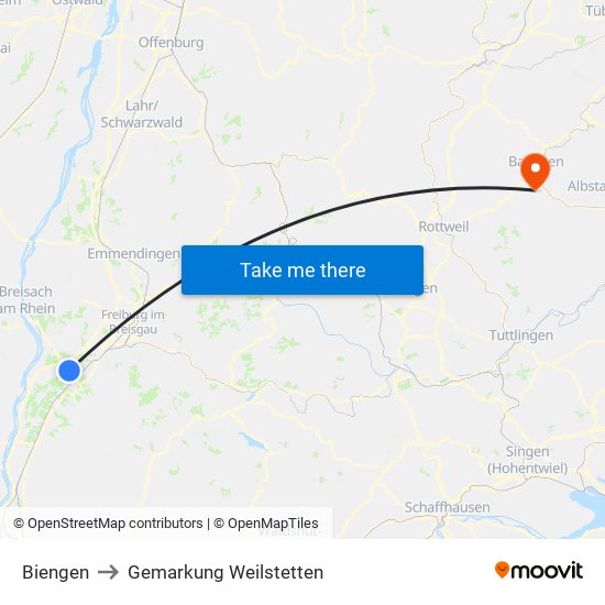 Biengen to Gemarkung Weilstetten map