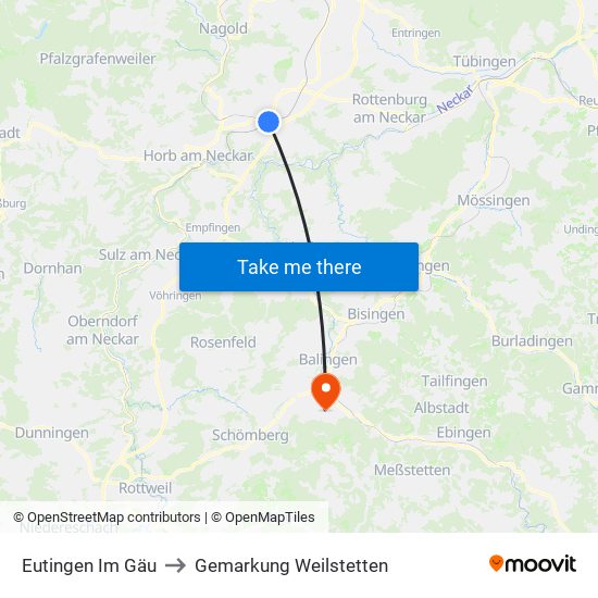 Eutingen Im Gäu to Gemarkung Weilstetten map