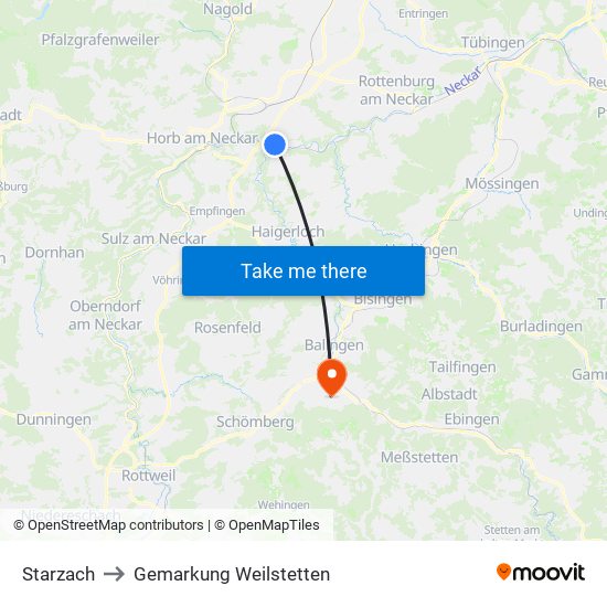 Starzach to Gemarkung Weilstetten map