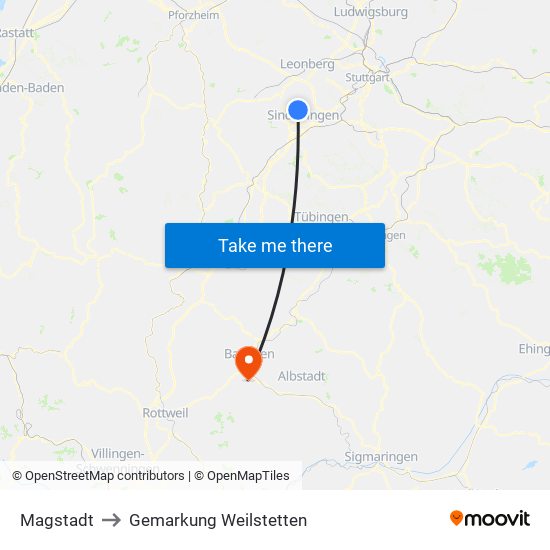 Magstadt to Gemarkung Weilstetten map