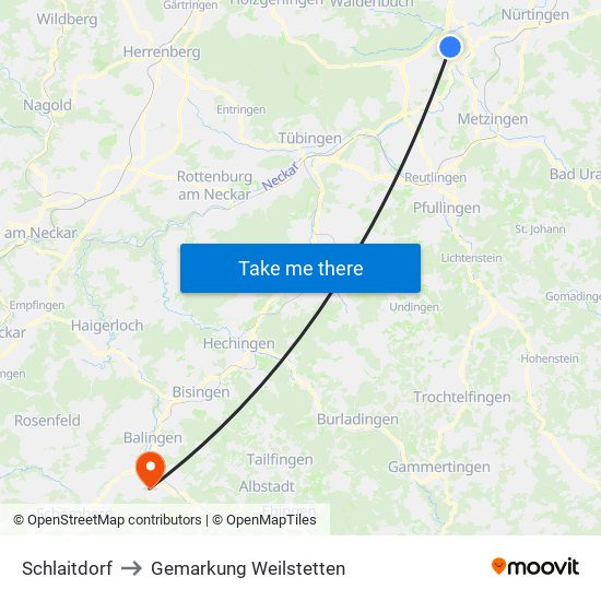 Schlaitdorf to Gemarkung Weilstetten map