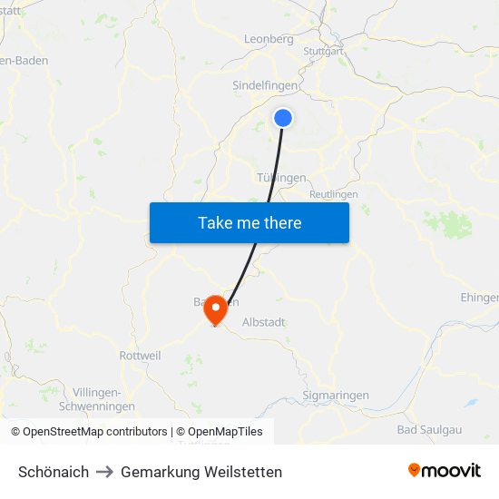 Schönaich to Gemarkung Weilstetten map