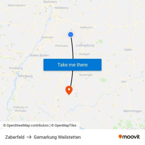 Zaberfeld to Gemarkung Weilstetten map