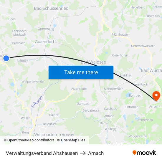 Verwaltungsverband Altshausen to Arnach map