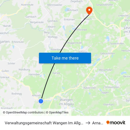 Verwaltungsgemeinschaft Wangen Im Allgäu to Arnach map