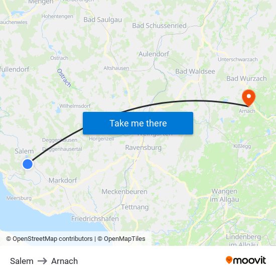 Salem to Arnach map