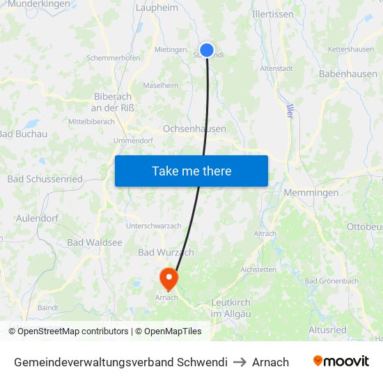 Gemeindeverwaltungsverband Schwendi to Arnach map