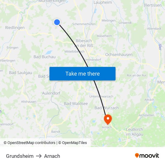 Grundsheim to Arnach map