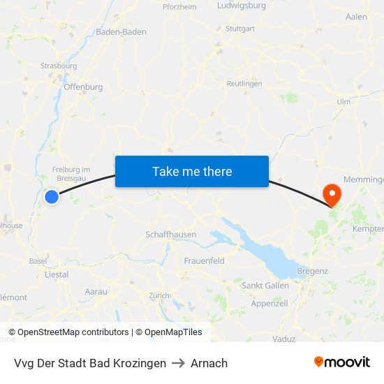 Vvg Der Stadt Bad Krozingen to Arnach map