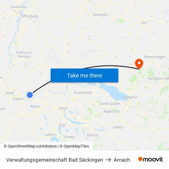 Verwaltungsgemeinschaft Bad Säckingen to Arnach map