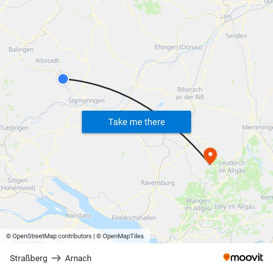 Straßberg to Arnach map