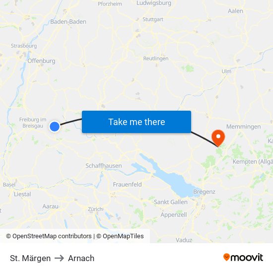 St. Märgen to Arnach map