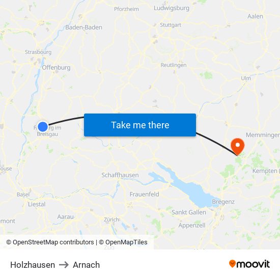 Holzhausen to Arnach map