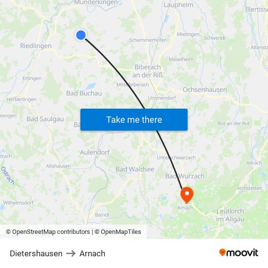 Dietershausen to Arnach map