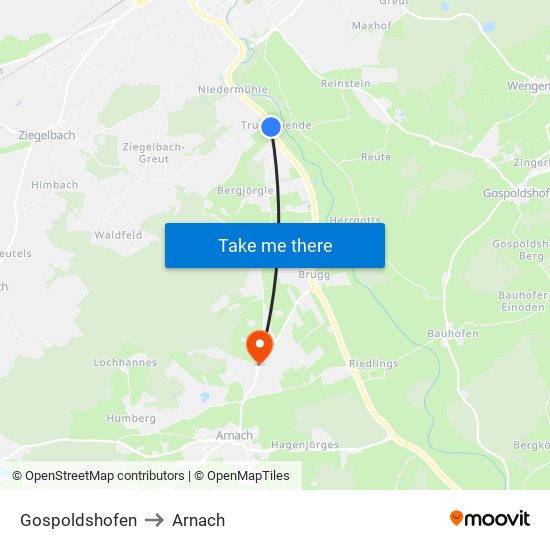 Gospoldshofen to Arnach map