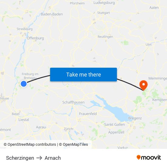 Scherzingen to Arnach map