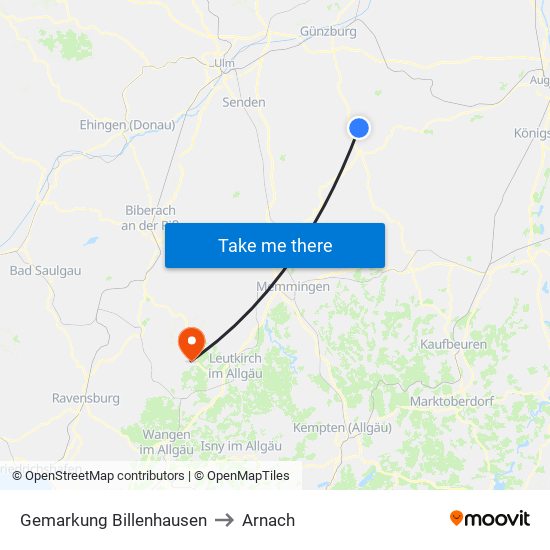 Gemarkung Billenhausen to Arnach map