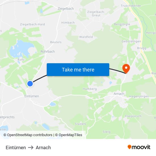 Eintürnen to Arnach map