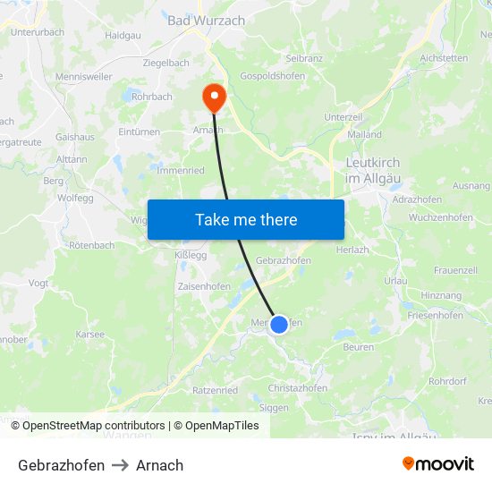 Gebrazhofen to Arnach map