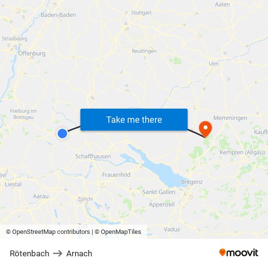 Rötenbach to Arnach map