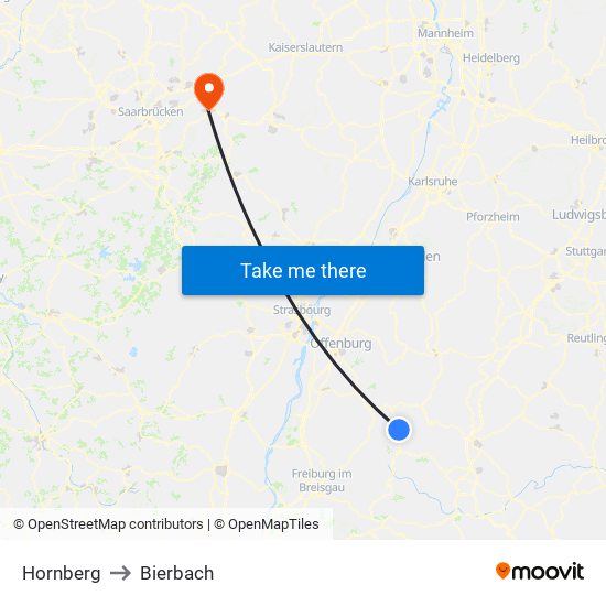 Hornberg to Bierbach map